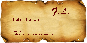 Fohn Lóránt névjegykártya