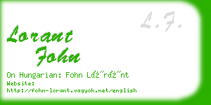 lorant fohn business card